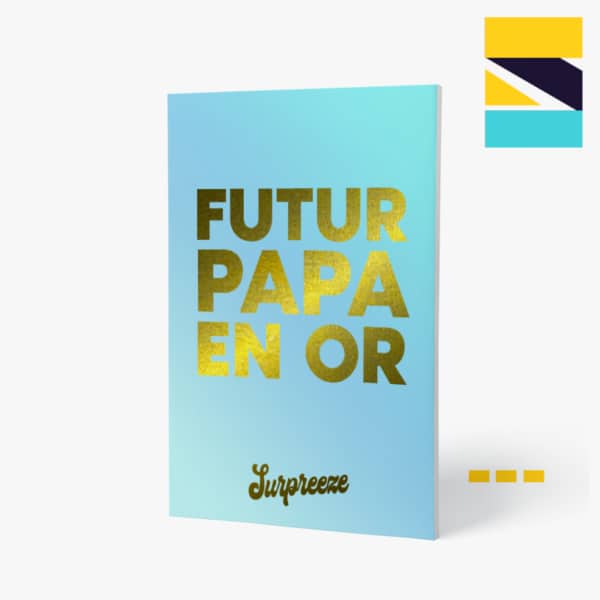 Carte cadeau futur papa en or.