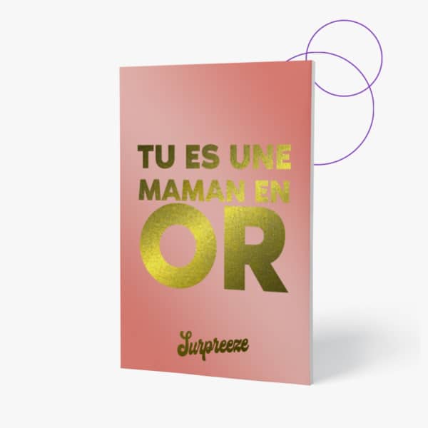 Carte cadeau maman en or.