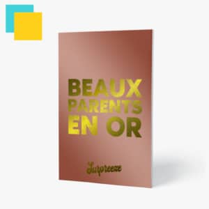 Carte pour des beaux parents en or.