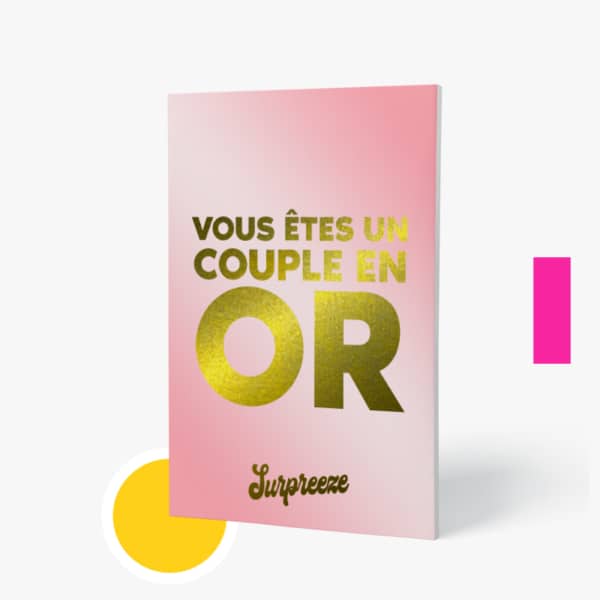 Carte pour un couple en or.